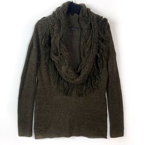 Vintage Moda International Wool Blend Olive Cowl Chunky Sweater